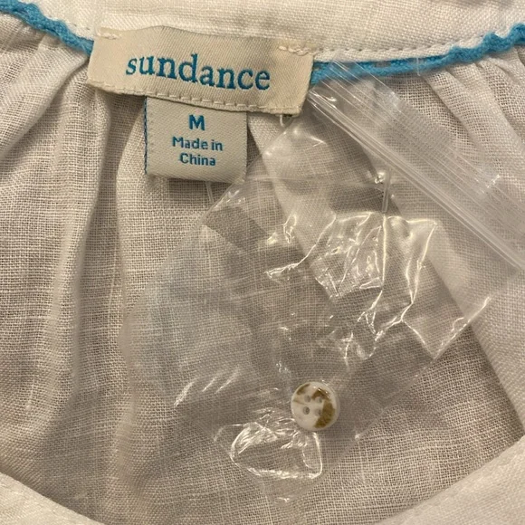 NWOT Sundance Graceful Days White 100% Linen Button Top - Picture 14 of 15